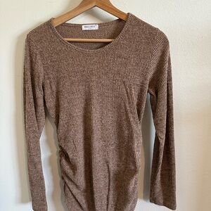 Women's Ribbed Long-Sleeve Maternity Sweater - Brown